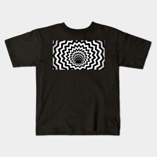 Optical Illusion Black Hole Zig Zag Chevron (Black/White) Kids T-Shirt